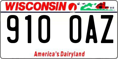 WI license plate 910OAZ