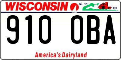 WI license plate 910OBA