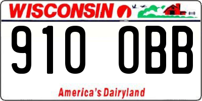 WI license plate 910OBB