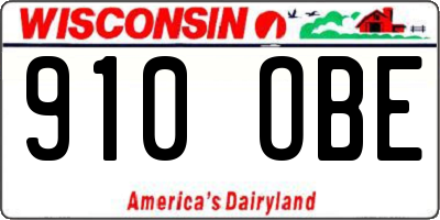 WI license plate 910OBE