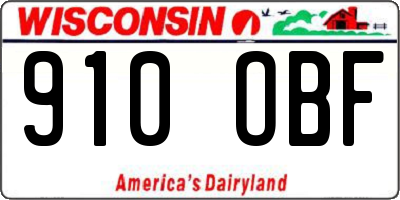 WI license plate 910OBF
