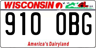 WI license plate 910OBG