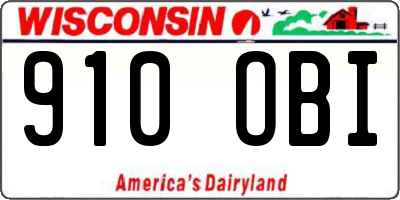 WI license plate 910OBI
