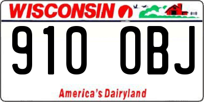WI license plate 910OBJ