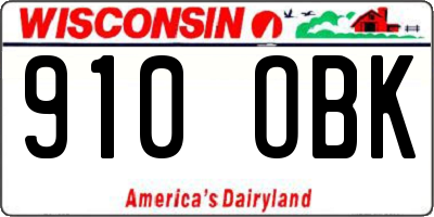 WI license plate 910OBK