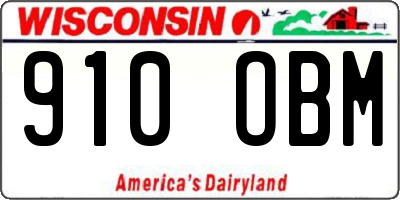 WI license plate 910OBM