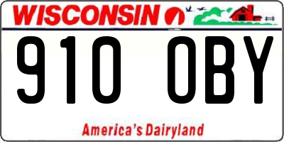 WI license plate 910OBY
