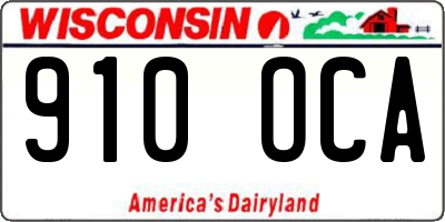 WI license plate 910OCA
