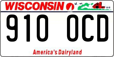 WI license plate 910OCD