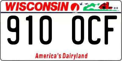 WI license plate 910OCF
