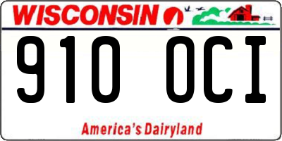 WI license plate 910OCI