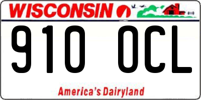 WI license plate 910OCL
