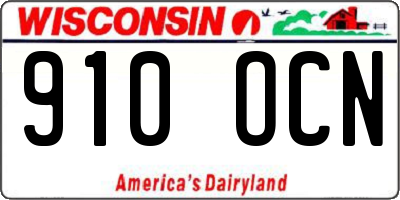 WI license plate 910OCN