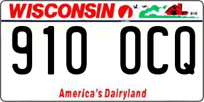 WI license plate 910OCQ