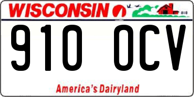 WI license plate 910OCV