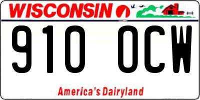WI license plate 910OCW