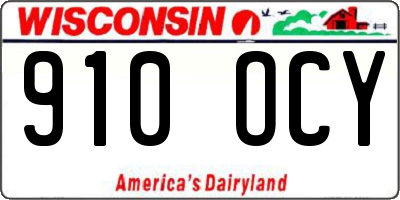 WI license plate 910OCY