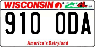 WI license plate 910ODA