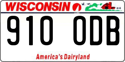 WI license plate 910ODB