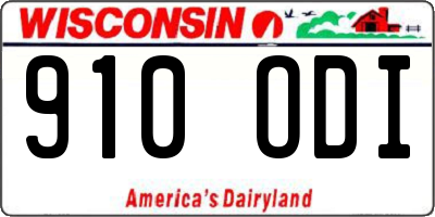 WI license plate 910ODI