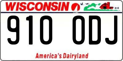 WI license plate 910ODJ
