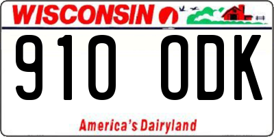 WI license plate 910ODK