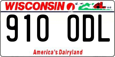WI license plate 910ODL