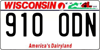WI license plate 910ODN
