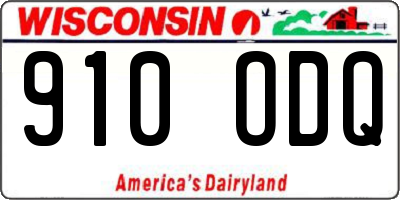 WI license plate 910ODQ