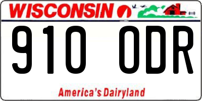 WI license plate 910ODR