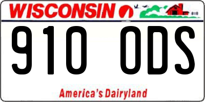 WI license plate 910ODS