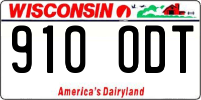 WI license plate 910ODT