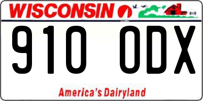 WI license plate 910ODX