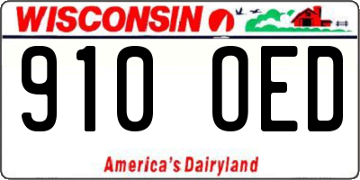 WI license plate 910OED