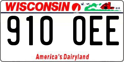 WI license plate 910OEE