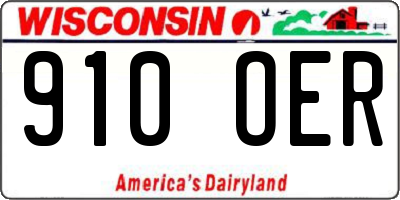 WI license plate 910OER