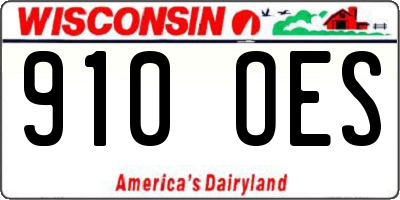 WI license plate 910OES