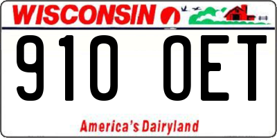 WI license plate 910OET