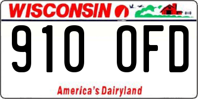 WI license plate 910OFD