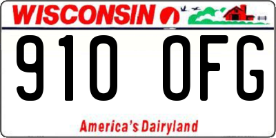 WI license plate 910OFG