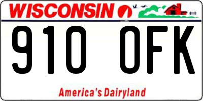 WI license plate 910OFK