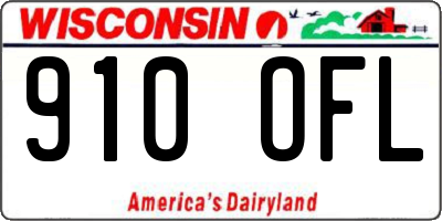 WI license plate 910OFL