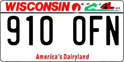 WI license plate 910OFN