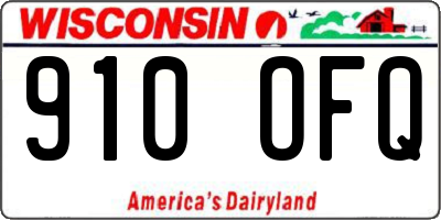 WI license plate 910OFQ