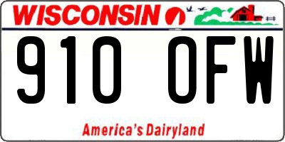 WI license plate 910OFW