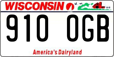 WI license plate 910OGB