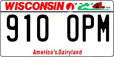 WI license plate 910OPM