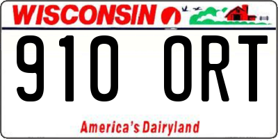 WI license plate 910ORT