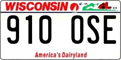 WI license plate 910OSE