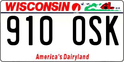 WI license plate 910OSK